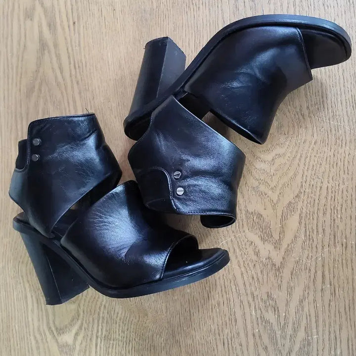 [BUNJANG] System Black Open Toe Heels - Size 230 / 시스템 블랙 오픈토 힐230