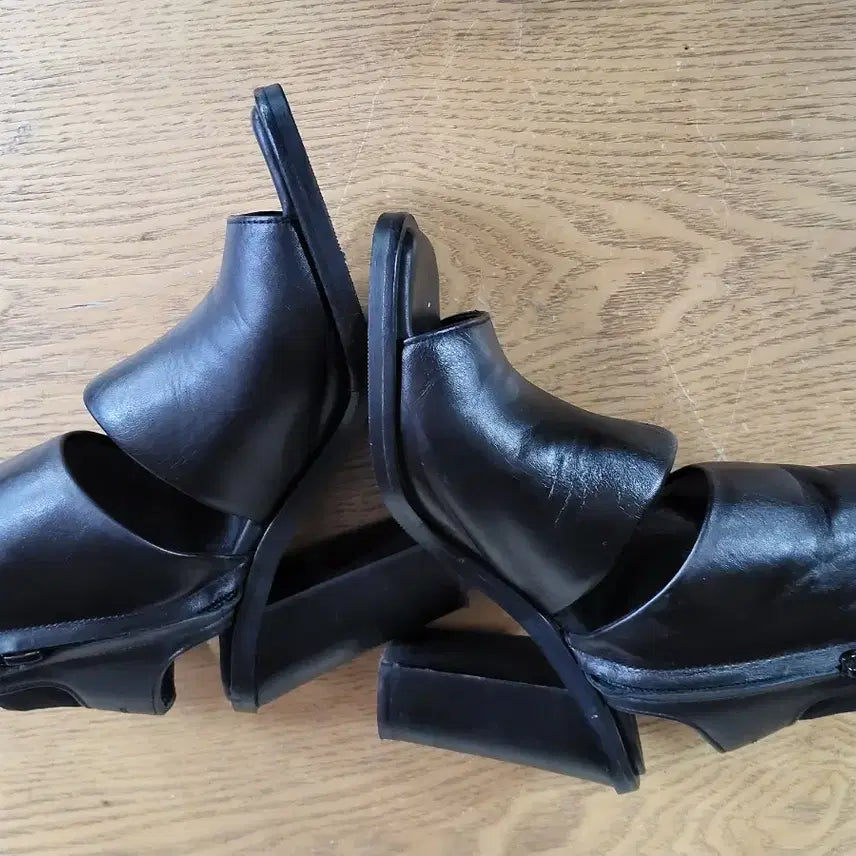 [BUNJANG] System Black Open Toe Heels - Size 230 / 시스템 블랙 오픈토 힐230