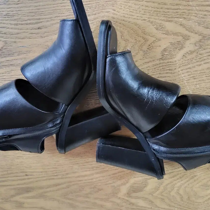 [BUNJANG] System Black Open Toe Heels - Size 230 / 시스템 블랙 오픈토 힐230