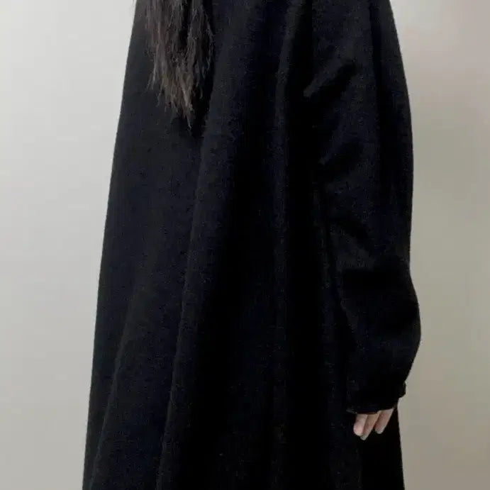 [BUNJANG] Vintage Wool Flare Long Coat Black / 빈티지 울 플레어 롱 코트 가디건 블랙