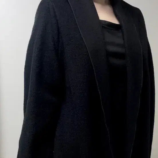 [BUNJANG] Vintage Wool Flare Long Coat Black / 빈티지 울 플레어 롱 코트 가디건 블랙