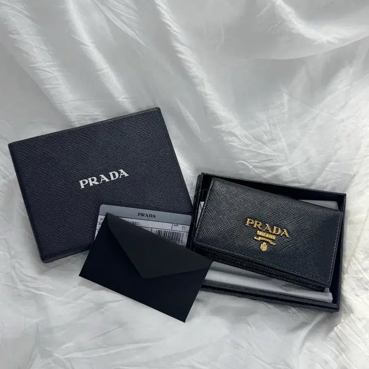 [BUNJANG] Prada Saffiano Bifold Wallet Black / 프라다 사피아노 반지갑 블랙 금장 풀박스