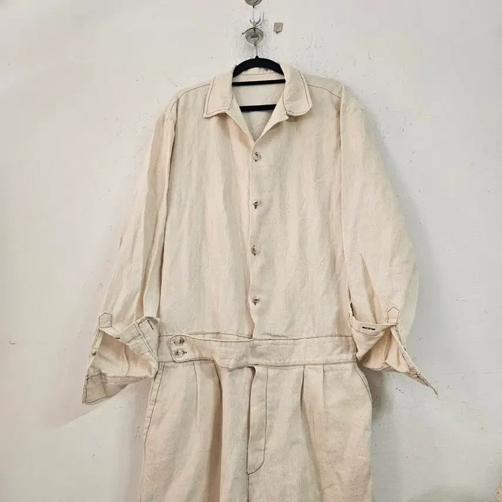 [BUNJANG] Ivory Linen Short Jumpsuit / 아이보리 린넨 숏 점프수트