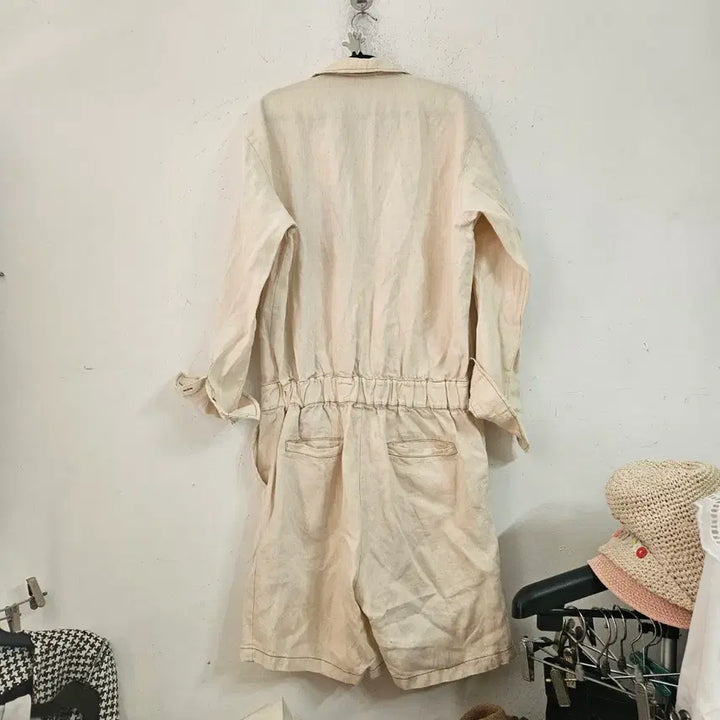 [BUNJANG] Ivory Linen Short Jumpsuit / 아이보리 린넨 숏 점프수트