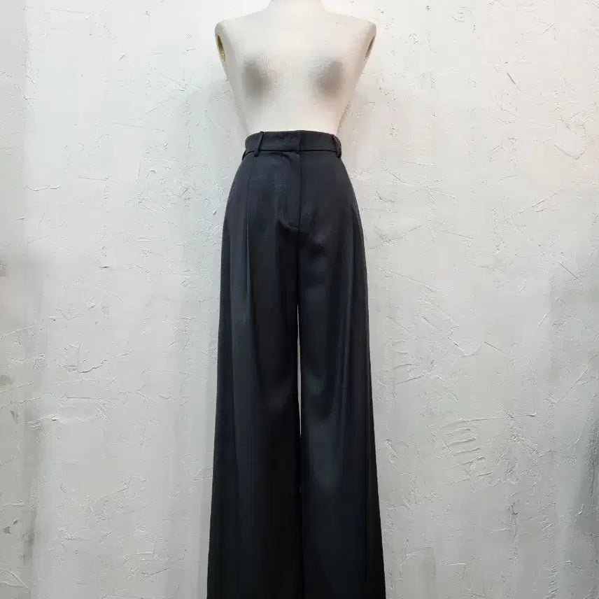 [BUNJANG] Dark Gray Wide Slacks / 다크 그레이 와이드 슬랙스