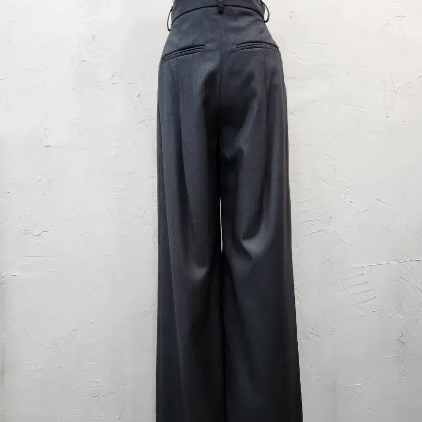 [BUNJANG] Dark Gray Wide Slacks / 다크 그레이 와이드 슬랙스