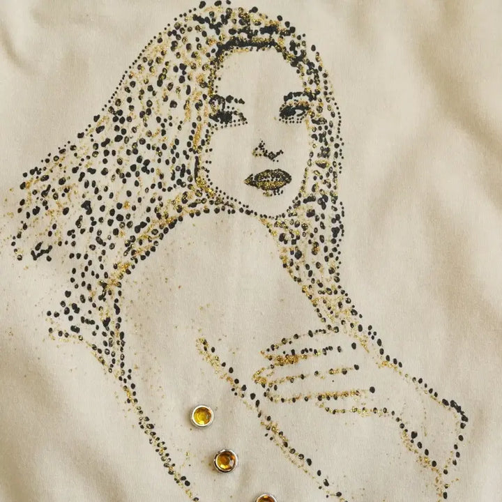 [SOLD OUT] y2k 큐빅 프린팅 사이드 셔링 나시 1887