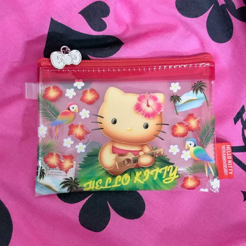 [BUNJANG] Sanrio Hello Kitty 50th Anniversary Tanning Kitty PVC Pouch / 정품) 산리오 헬로키티 50주년 태닝키티 PVC 파우치