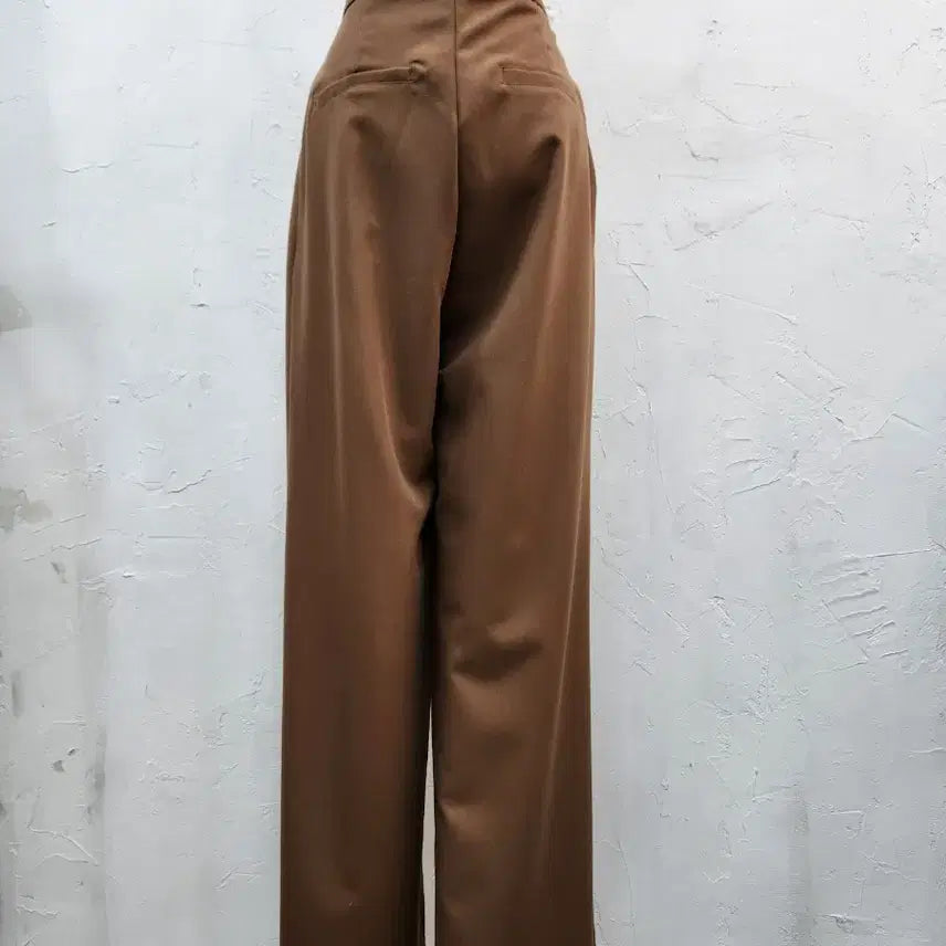 [BUNJANG] Wide Pleated Slacks / 브라운 와이드 플리츠 팬츠