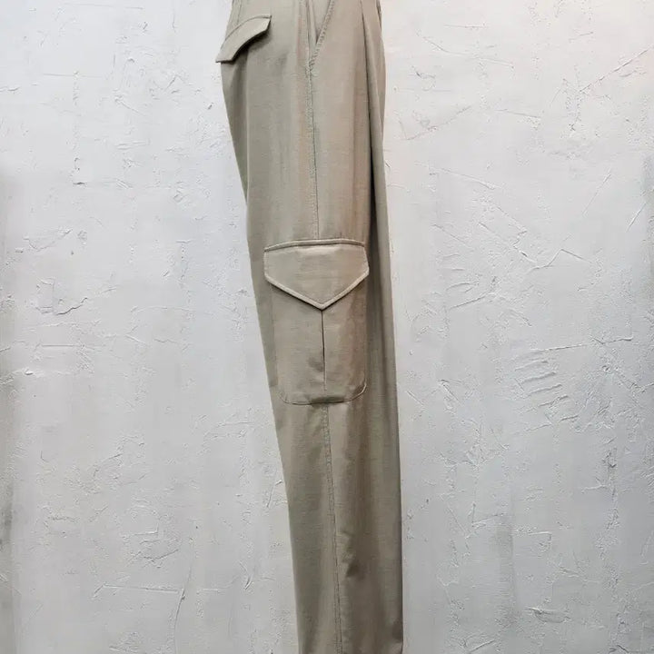 [BUNJANG] Beige Cargo Wide Pants / 베이지 카고 와이드 팬츠
