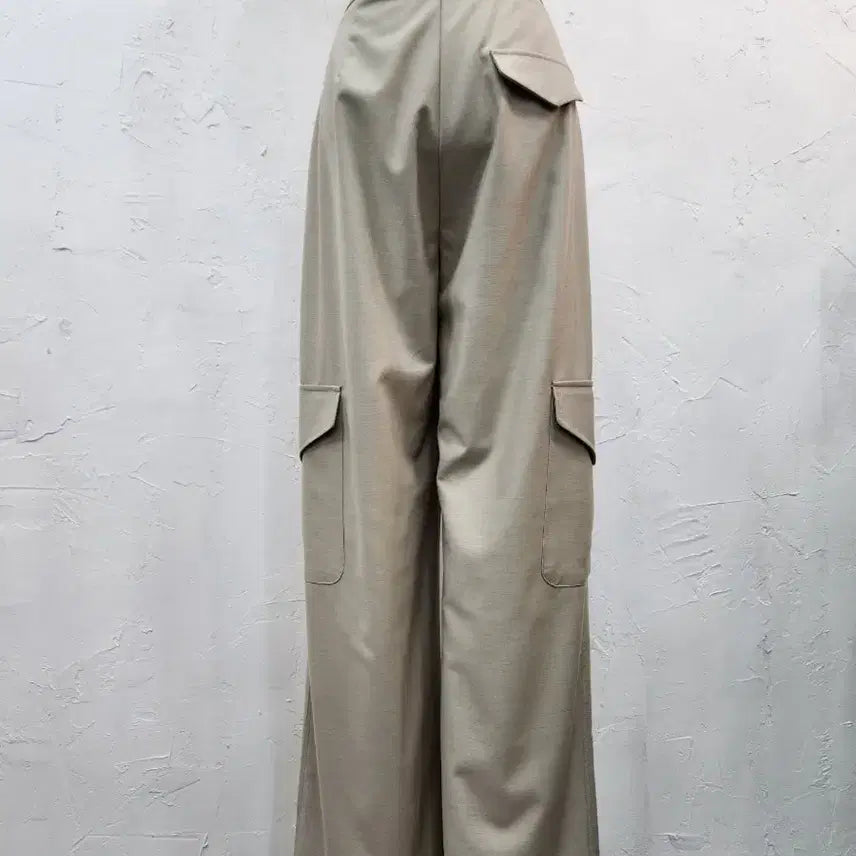 [BUNJANG] Beige Cargo Wide Pants / 베이지 카고 와이드 팬츠