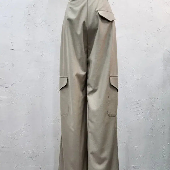 [BUNJANG] Beige Cargo Wide Pants / 베이지 카고 와이드 팬츠