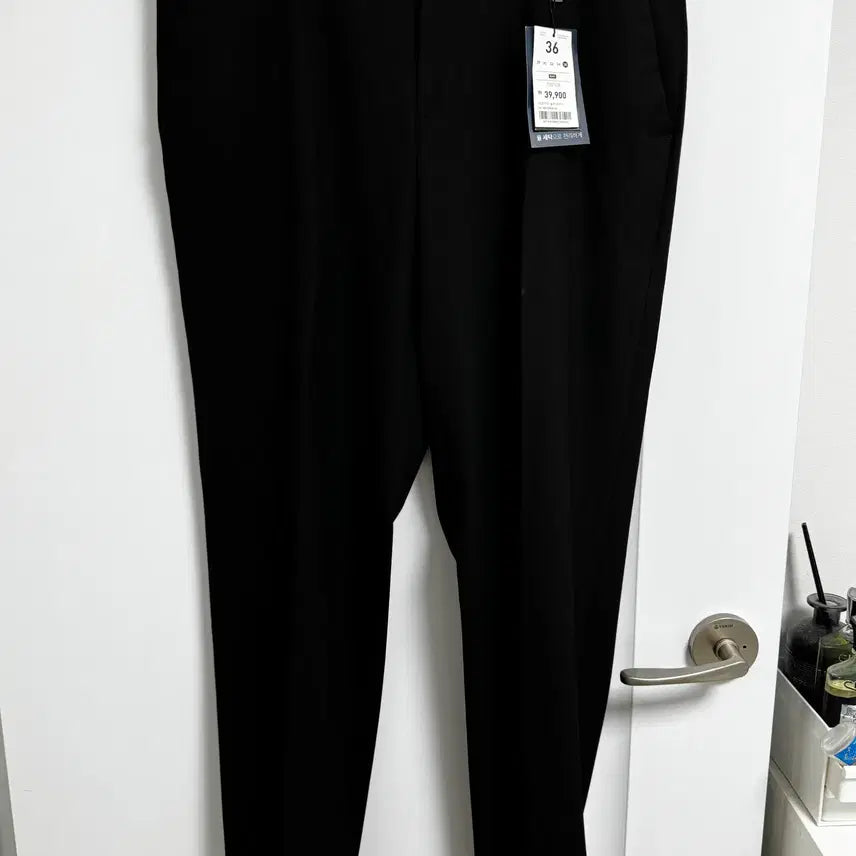 [BUNJANG] SPAO For Men Slit Semi Wide Slacks Black Pants / 스파오 포맨 슬릿 세미 와이드 슬랙스 블랙 36 사이즈 90 새제품 바지