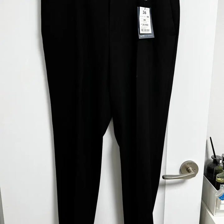 [BUNJANG] SPAO For Men Slit Semi Wide Slacks Black Pants / 스파오 포맨 슬릿 세미 와이드 슬랙스 블랙 36 사이즈 90 새제품 바지