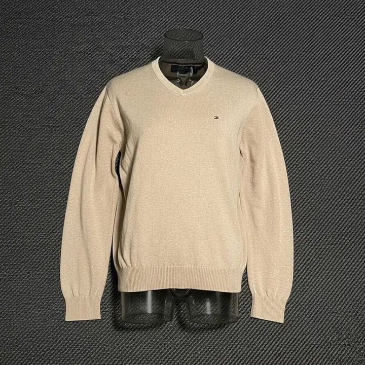 [BUNJANG] Tommy Hilfiger Beige Cotton V-Neck Knit Sweater / [XL] Tommy 타미힐피거 베이지 코튼 브이넥 니트