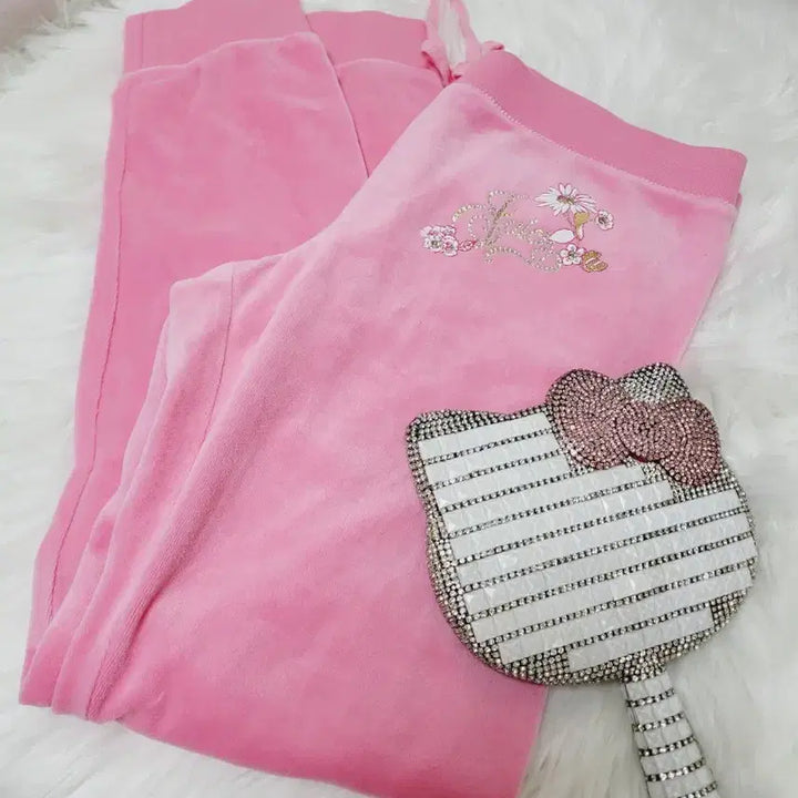 [BUNJANG] Juicy Couture Pink Velvet Training Pants / 쥬시꾸뛰르 핑크 벨벳 트레이닝 바지