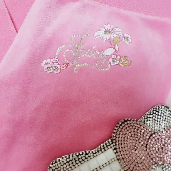 [BUNJANG] Juicy Couture Pink Velvet Training Pants / 쥬시꾸뛰르 핑크 벨벳 트레이닝 바지
