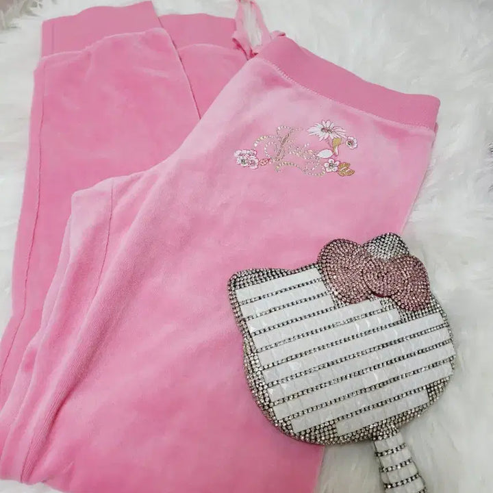 [BUNJANG] Juicy Couture Pink Velvet Training Pants / 쥬시꾸뛰르 핑크 벨벳 트레이닝 바지