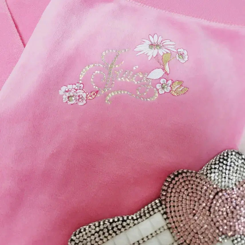[BUNJANG] Juicy Couture Pink Velvet Training Pants / 쥬시꾸뛰르 핑크 벨벳 트레이닝 바지