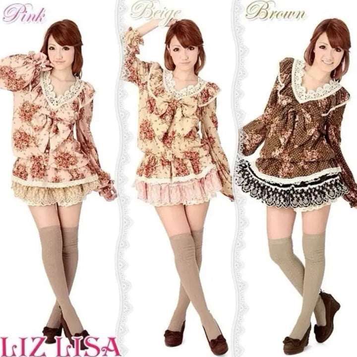 [BUNJANG] Liz Lisa Floral Dot Big Ribbon Blouse / 리즈리사 플로럴 도트 땡땡이 빅리본 블라우스 라떼 히메 갸루