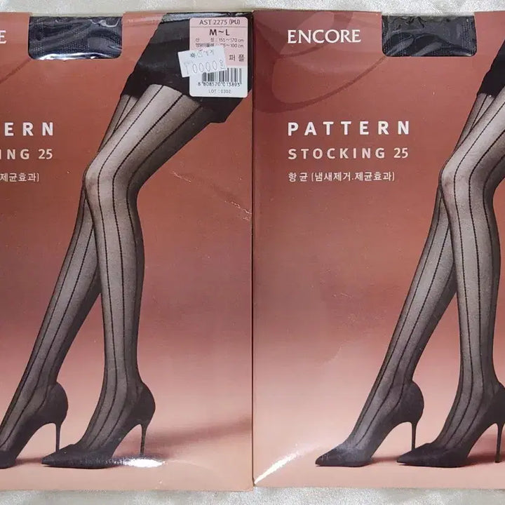 [BUNJANG] Venus Encore Pattern Stockings 25 Denier M-L Black (2 Pairs) / 비너스 앙코르 패턴 스타킹 25 데니아 M-L 블랙 2족