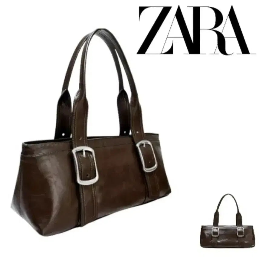 [BUNJANG] ZARA Buckle Baguette Bag Shoulder Bag / 자라 브라운 은장 버클 바게트백