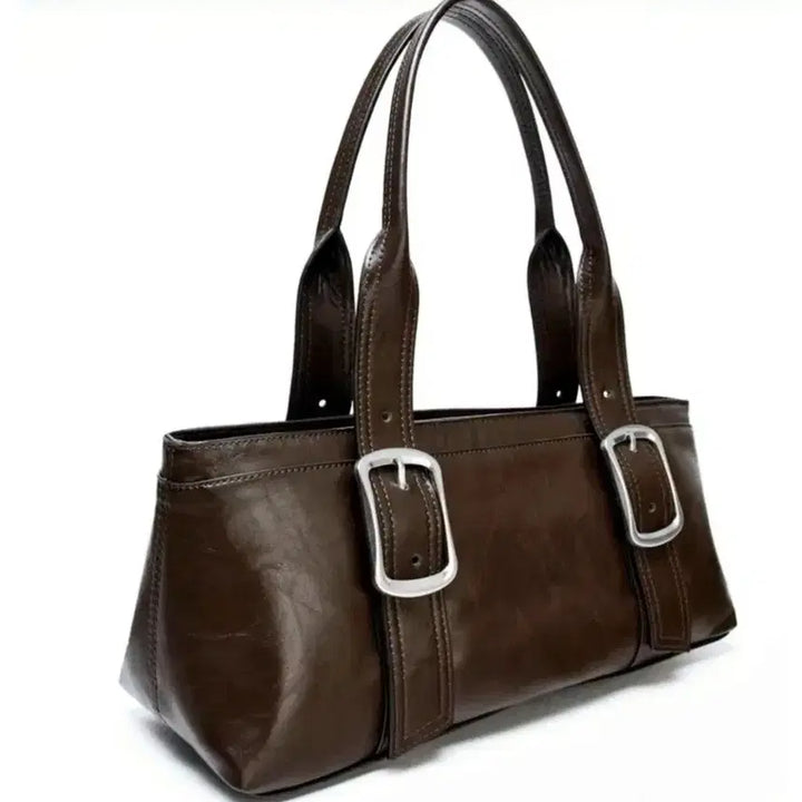 [BUNJANG] ZARA Buckle Baguette Bag Shoulder Bag / 자라 브라운 은장 버클 바게트백