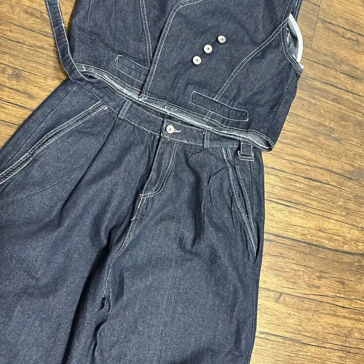 [BUNJANG] Denim Wide Pants &amp; Vest Set - New / 데님 와이드 팬츠 + 베스트 셋업  새거  바지30사이즈