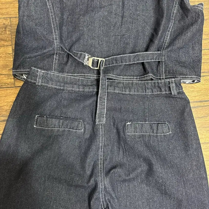 [BUNJANG] Denim Wide Pants &amp; Vest Set - New / 데님 와이드 팬츠 + 베스트 셋업  새거  바지30사이즈