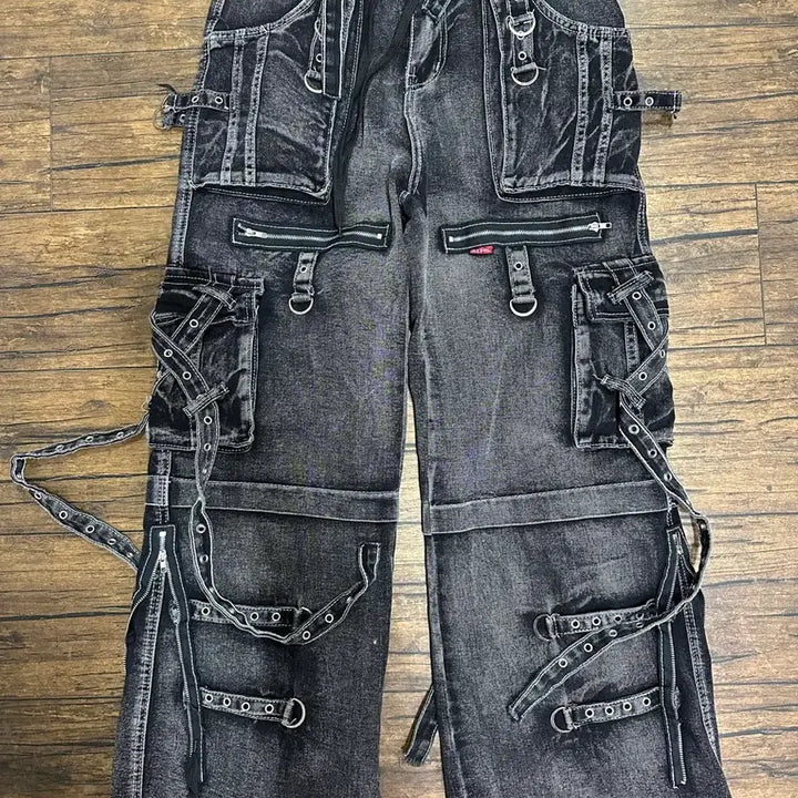 [BUNJANG] Black Washed Denim Cargo Pants (Size 30) / 블랙 워싱 데님 카고 바지 30사이즈