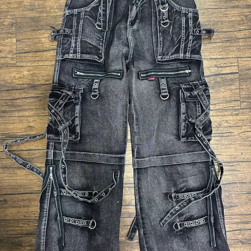 [BUNJANG] Black Washed Denim Cargo Pants (Size 30) / 블랙 워싱 데님 카고 바지 30사이즈