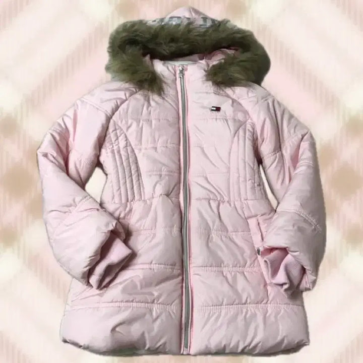 [BUNJANG] Tommy Hilfiger Pink Fur Hooded Padded Jacket / 타미힐피거 핑크 퍼 패딩 울프죠 라떼 히메 갸루 러블리 빈티지 스포티