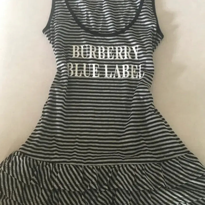 [BUNJANG] Burberry Blue Label Striped Ruffle Dress / 정품 버버리 블루라벨 스트라이프 나시 캉캉 원피스 히메 오네 갸루 러블리