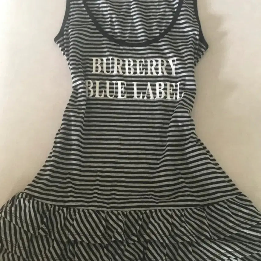 [BUNJANG] Burberry Blue Label Striped Ruffle Dress / 정품 버버리 블루라벨 스트라이프 나시 캉캉 원피스 히메 오네 갸루 러블리