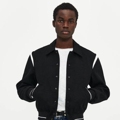 [BUNJANG] Contemporary Varsity Jacket Black (Size 48) / (상태좋음)컨템포러리 바시티 자켓 블랙 (48 SIZE)