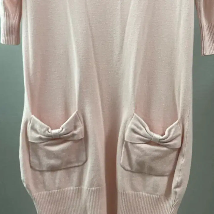 [BUNJANG] INGNI Pink Ribbon Pocket Knit Dress / INGNI 잉그니 핑크 리본 포켓 니트 원피스