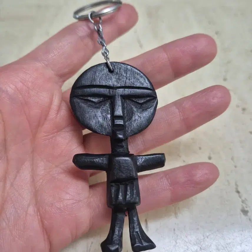 [BUNJANG] African Sculpture Ebony Wood Carving Keyring / [새상품] 흑단 나무 아프리카 조각 인형 키링