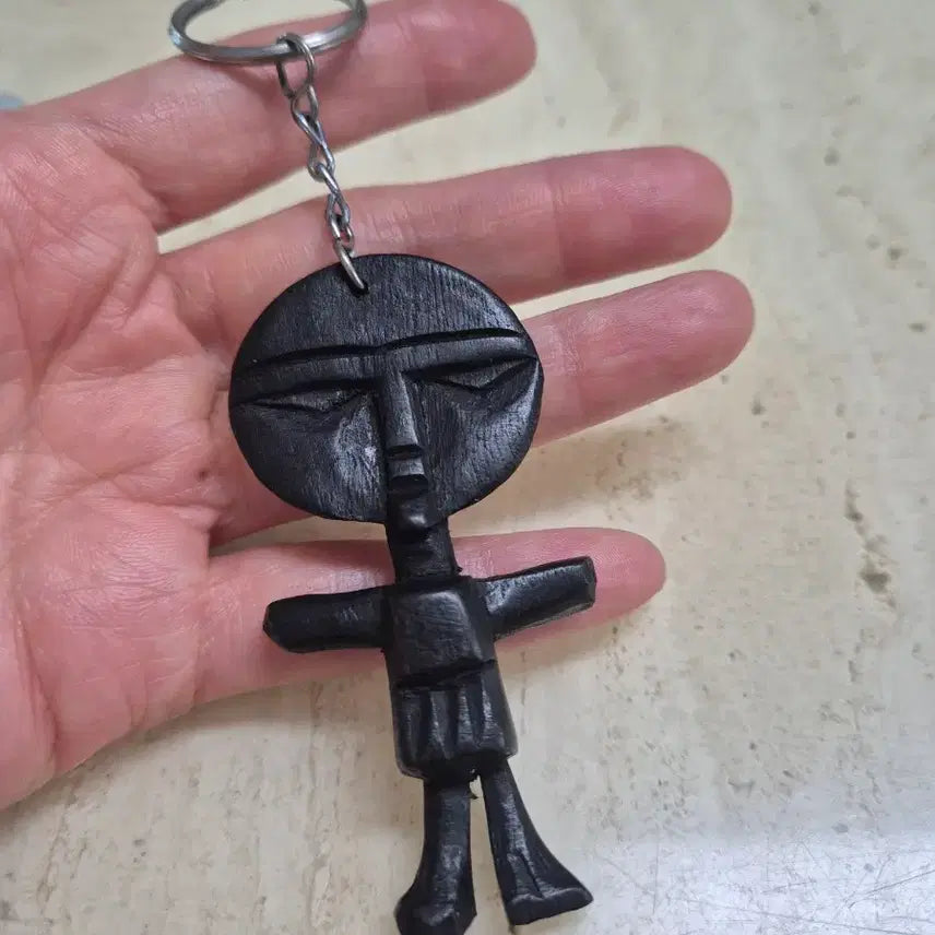 [BUNJANG] African Sculpture Ebony Wood Carving Keyring / [새상품] 흑단 나무 아프리카 조각 인형 키링