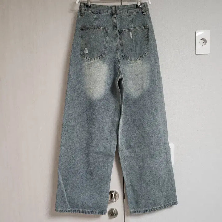 [BUNJANG] Denim Short Sleeve Jacket and Wide Pants Set / 청 데님 반팔 자켓 와이드 팬츠 세트