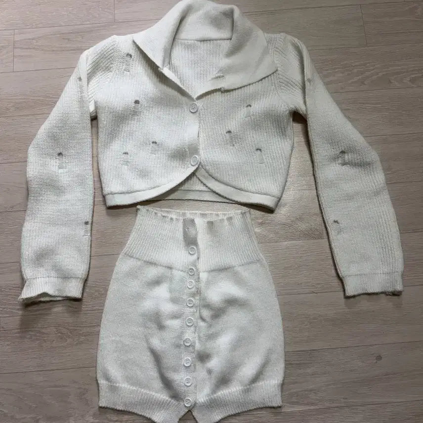 [BUNJANG] Knit Cardigan Two-Piece Set / 레그워머 니트가디건 투피스 셋업