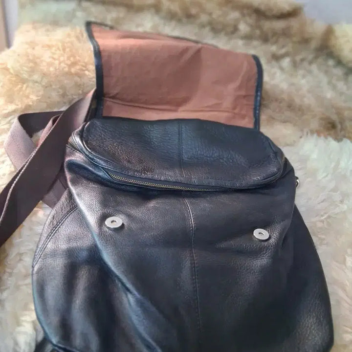 [BUNJANG] Leather Quilted Backpack - Black / 가죽 퀼팅 백팩 블랙 두가지 개당