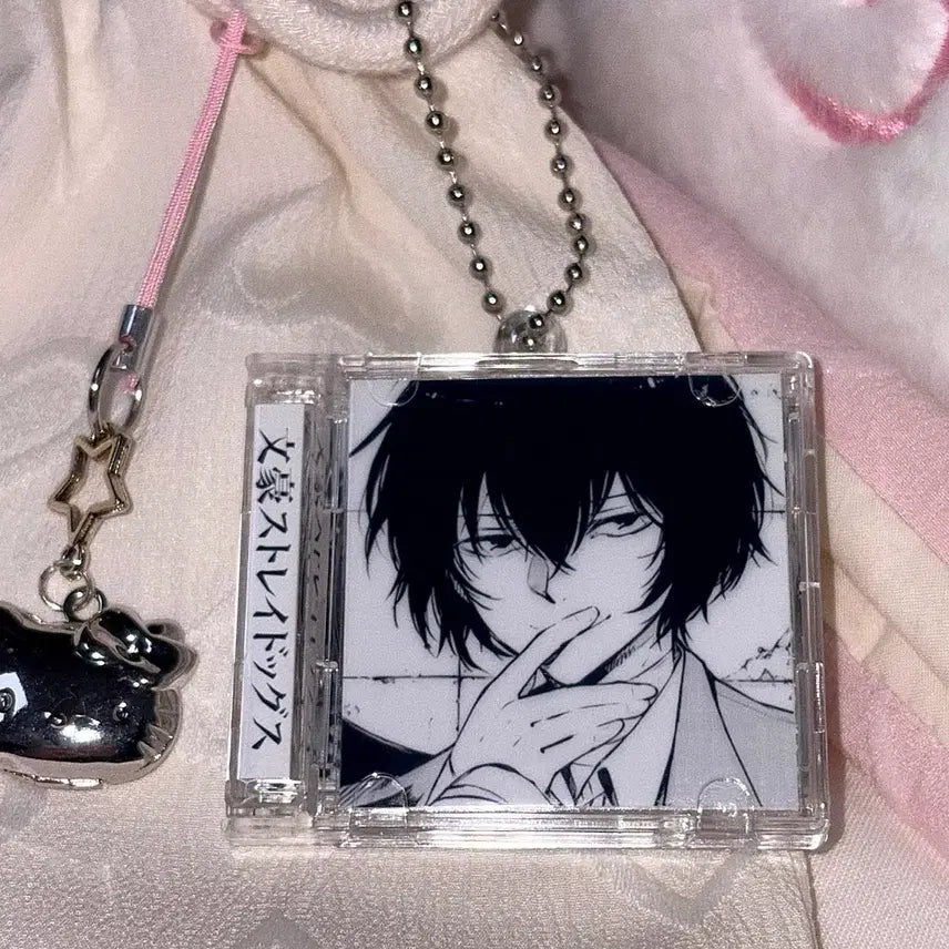 [BUNJANG] Bungo Stray Dogs Dazai Osamu NFC Acrylic CD Keyring / [문호 스트레이독스] NFC 흑백 다자이 오사무 양면 아크릴 CD 키링