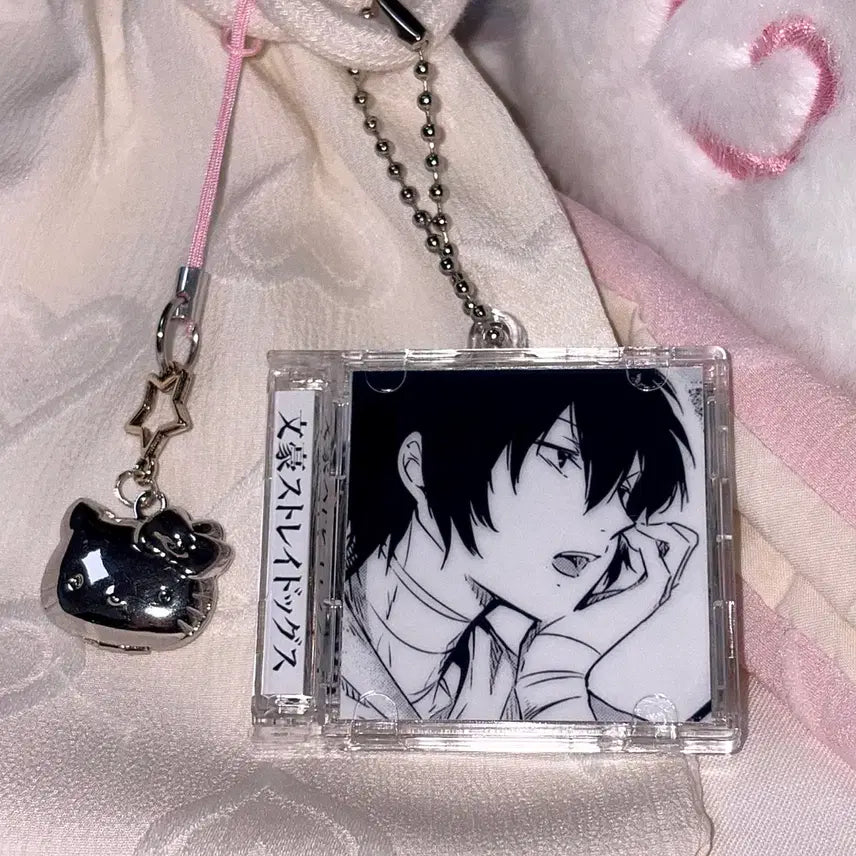 [BUNJANG] Bungo Stray Dogs Dazai Osamu NFC Acrylic CD Keyring / [문호 스트레이독스] NFC 흑백 다자이 오사무 양면 아크릴 CD 키링