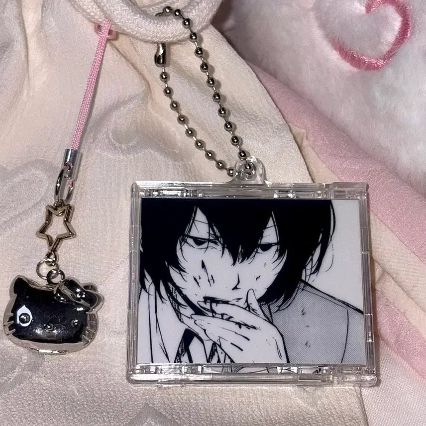 [BUNJANG] Bungo Stray Dogs Dazai Osamu NFC Acrylic CD Keyring / [문호 스트레이독스] NFC 흑백 다자이 오사무 양면 아크릴 CD 키링