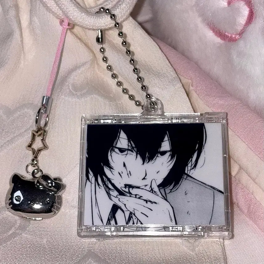 [BUNJANG] Bungo Stray Dogs Dazai Osamu NFC Acrylic CD Keyring / [문호 스트레이독스] NFC 흑백 다자이 오사무 양면 아크릴 CD 키링