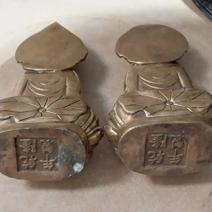 [BUNJANG] Brass Guan Yin Bodhisattva Statue Set (2) / 황동,관세음보살상불상동상2개