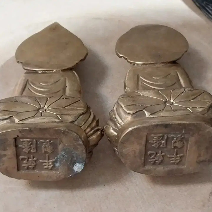 [BUNJANG] Brass Guan Yin Bodhisattva Statue Set (2) / 황동,관세음보살상불상동상2개