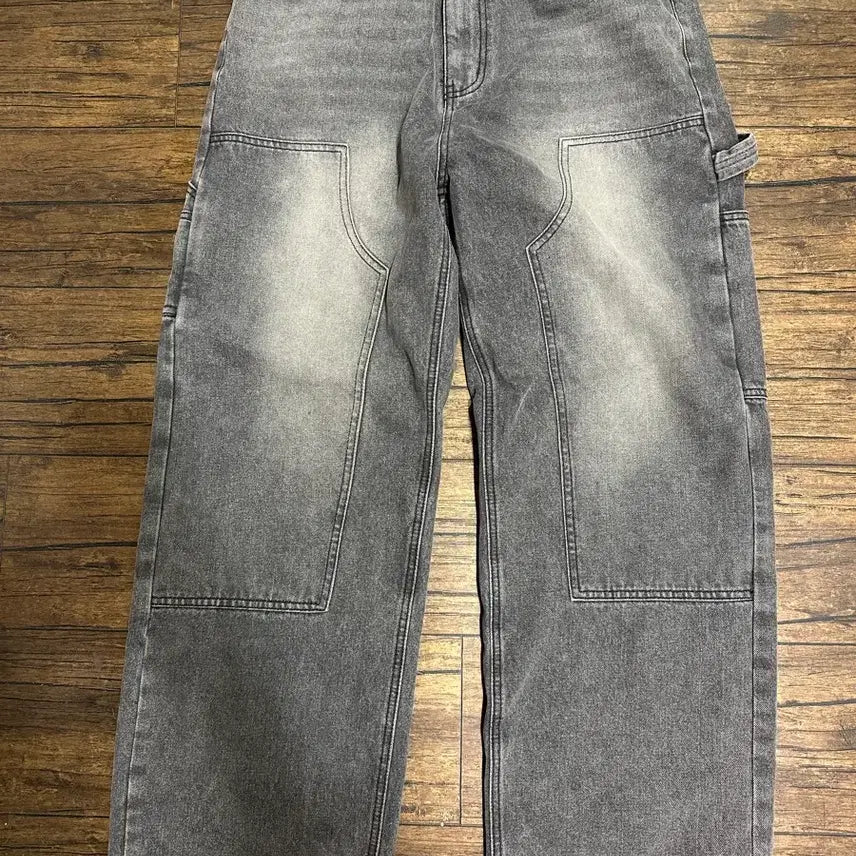 [BUNJANG] Premium Denim Carpenter Wide Pants / 프리미엄 데님 워싱 카펜터 와일드 팬츠 32사이즈