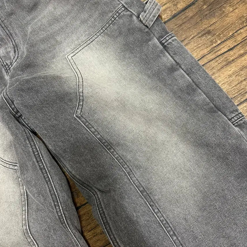 [BUNJANG] Premium Denim Carpenter Wide Pants / 프리미엄 데님 워싱 카펜터 와일드 팬츠 32사이즈