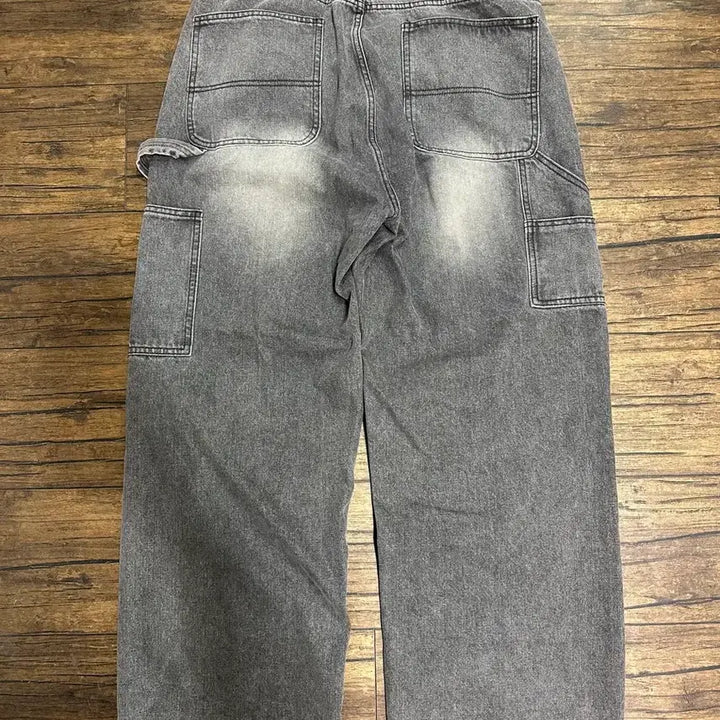 [BUNJANG] Premium Denim Carpenter Wide Pants / 프리미엄 데님 워싱 카펜터 와일드 팬츠 32사이즈